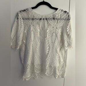White cropped lace shirt